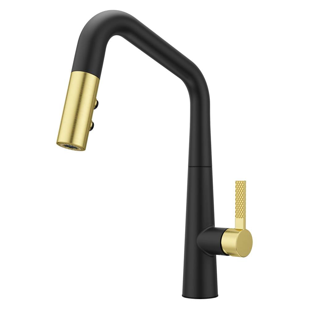 Pfister - Asari 1-Handle Pull-Down Kitchen Faucet in Matte Black and Brushed Gold - Combo-Matte Black And Brushed Gold