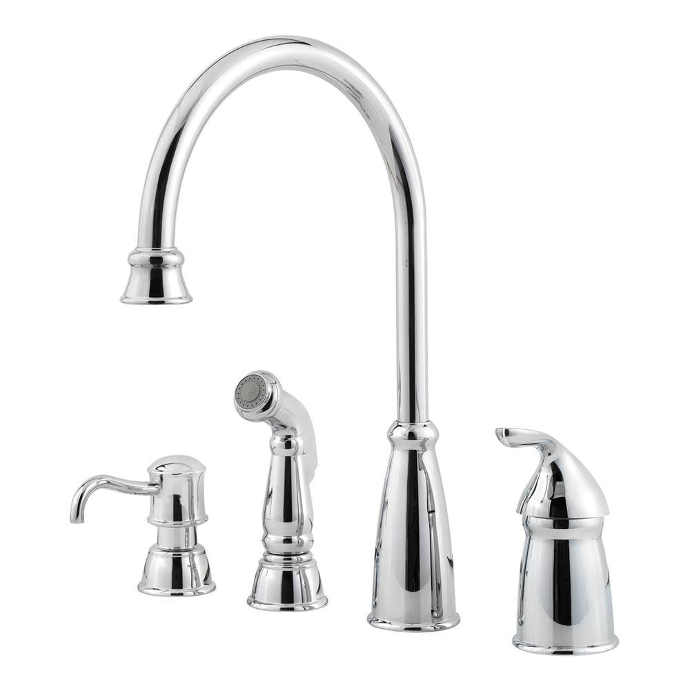 Pfister - Avalon 1-Handle Kitchen Faucet with Side Spray & Soap Dispenser in Polished Chrome - Polished Chrome