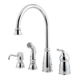Pfister - Avalon 1-Handle Kitchen Faucet with Side Spray & Soap Dispenser in Polished Chrome - Polished Chrome