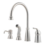 Pfister - Avalon 1-Handle Kitchen Faucet with Side Spray & Soap Dispenser in Stainless Steel - Stainless Steel