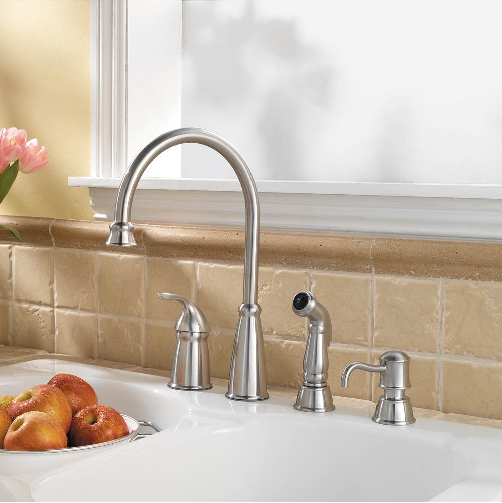 Avalon 1-Handle Kitchen Faucet with Side Spray & Soap Dispenser in Polished Chrome