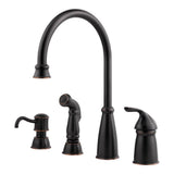 Pfister - Avalon 1-Handle Kitchen Faucet with Side Spray & Soap Dispenser in Tuscan Bronze - Tuscan Bronze