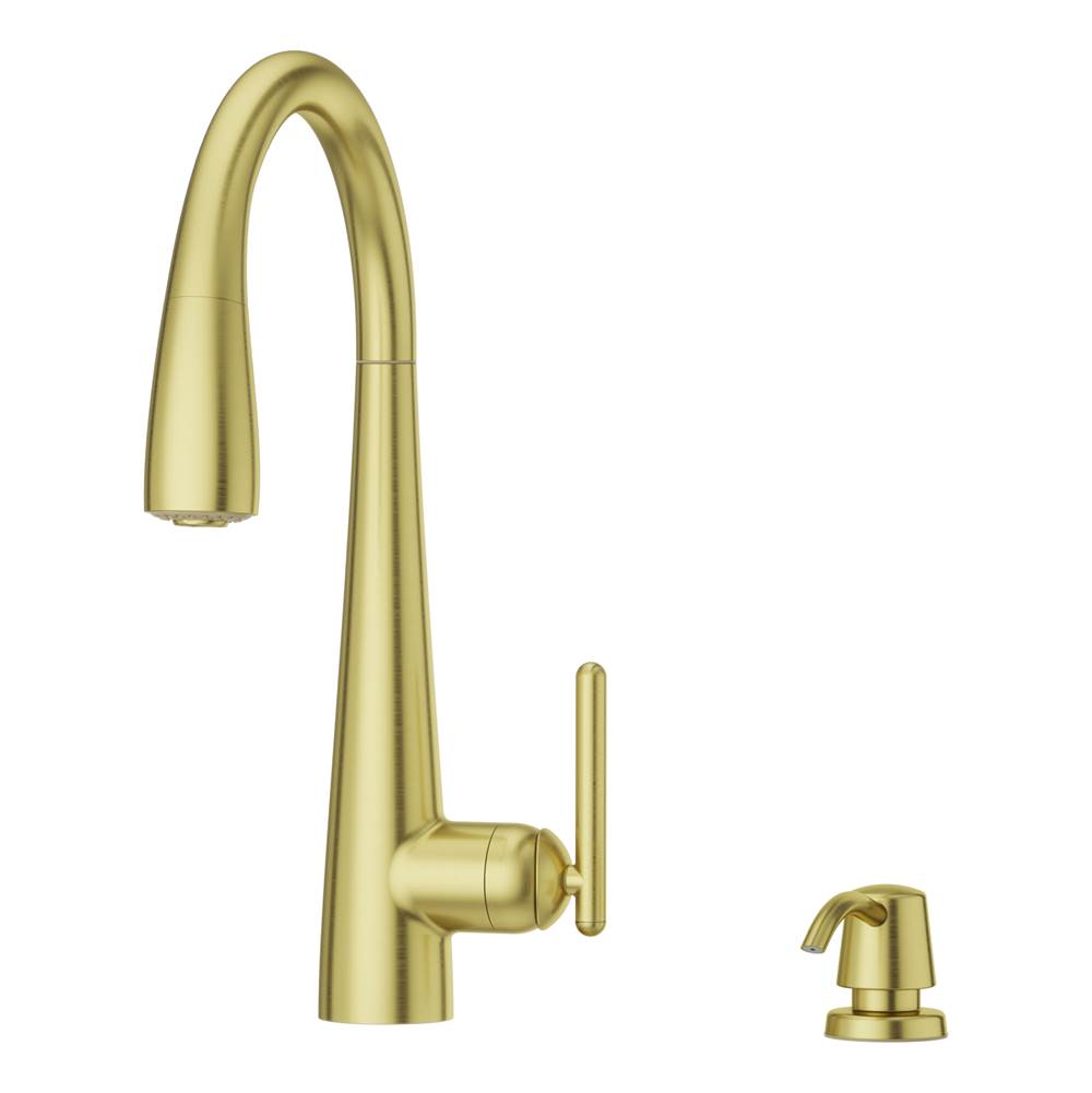 Pfister - Lita 1-Handle Pull-Down Kitchen Faucet in Brushed Gold - Brushed Gold