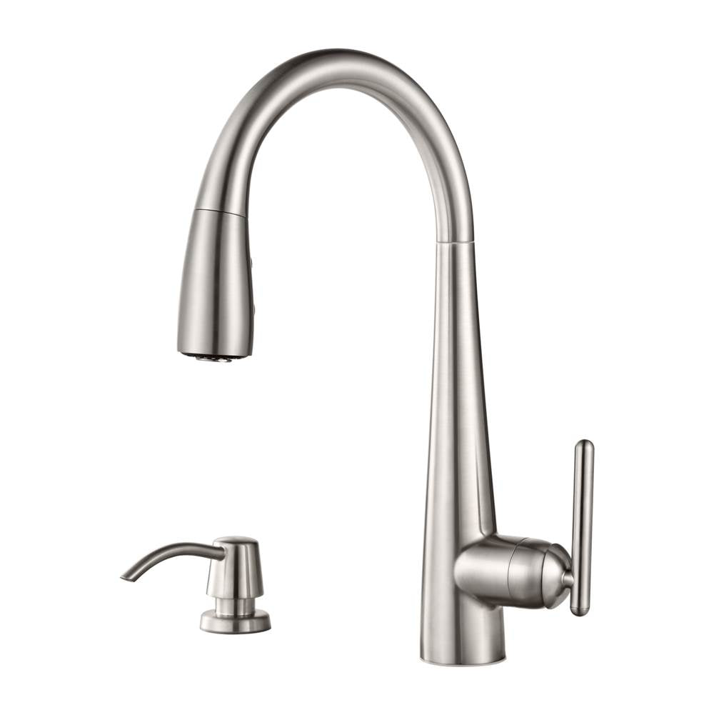 Pfister - Lita 1-Handle Pull-Down Kitchen Faucet with Soap Dispenser in Stainless Steel - Stainless Steel