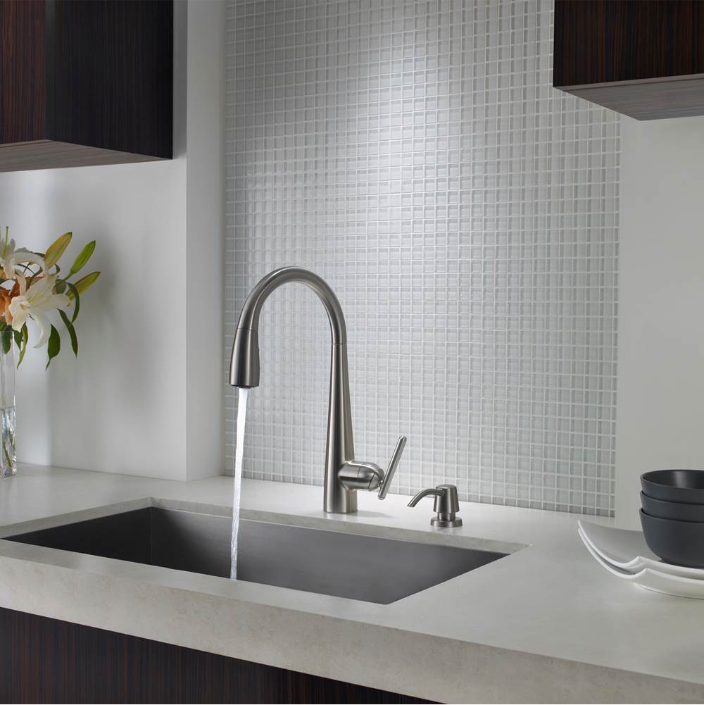 Lita 1-Handle Pull-Down Kitchen Faucet with Soap Dispenser in Matte Black