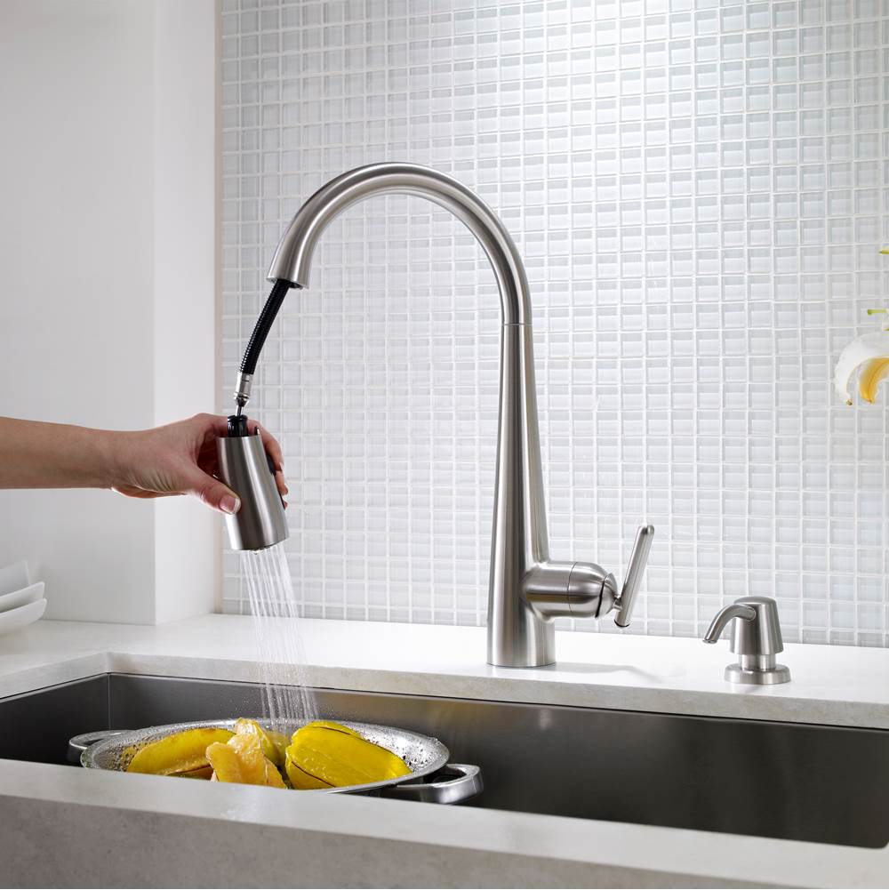 Lita 1-Handle Pull-Down Kitchen Faucet with Soap Dispenser in Matte Black