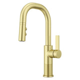 Pfister - Montay 1-Handle Pull-Down Bar/Prep Faucet in Brushed Gold - Brushed Gold