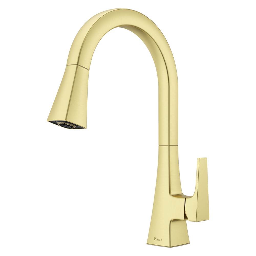 Pfister - Pfirst Modern 1-Handle Pull-Down Kitchen Faucet in Brushed Gold - Brushed Gold