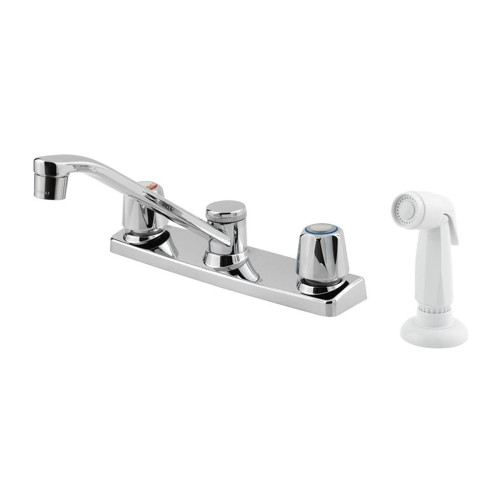 Pfister - Pfirst Series 2-Handle Kitchen Faucet with White Side Spray in Polished Chrome - Polished Chrome