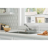 Pfirst Series 2-Handle Kitchen Faucet with White Side Spray in Polished Chrome