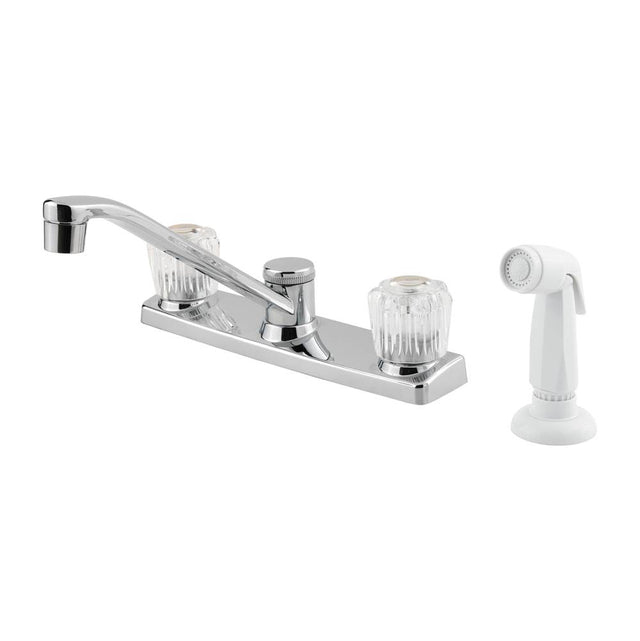 Pfister - Pfirst Series 2-Handle Kitchen Faucet with White Side Spray in Polished Chrome - Polished Chrome