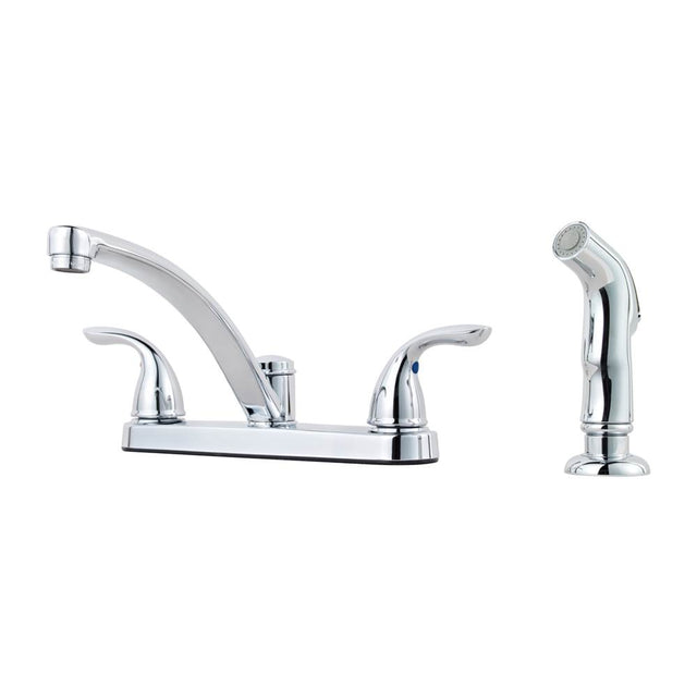 Pfister - Pfirst Series 2-Handle Kitchen Faucet with Side Spray in Polished Chrome - Polished Chrome