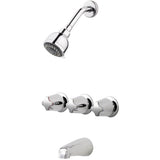 Pfister - Pfister 3-Handle Tub & Shower Faucet with Metal Knob Handles in Polished Chrome - Polished Chrome