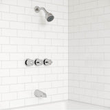 Pfister 3-Handle Tub & Shower Faucet with Metal Knob Handles in Polished Chrome