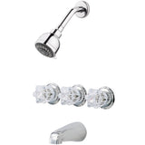 Pfister - Pfister 3-Handle Tub & Shower Faucet with Acrylic Knob Handles in Polished Chrome - Polished Chrome