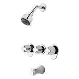 Pfister - 3-Handle Tub & Shower Faucet with Metal Knob Handles - Polished Chrome