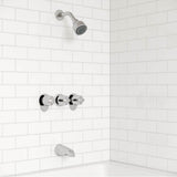 3-Handle Tub & Shower Faucet with Metal Knob Handles