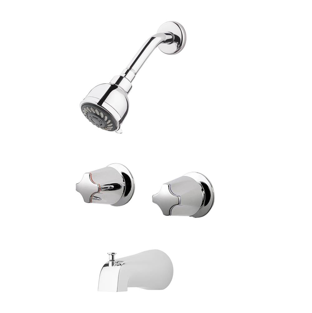 Pfister - Pfister 2-Handle Tub & Shower Faucet with Metal Knob Handles in Polished Chrome - Polished Chrome