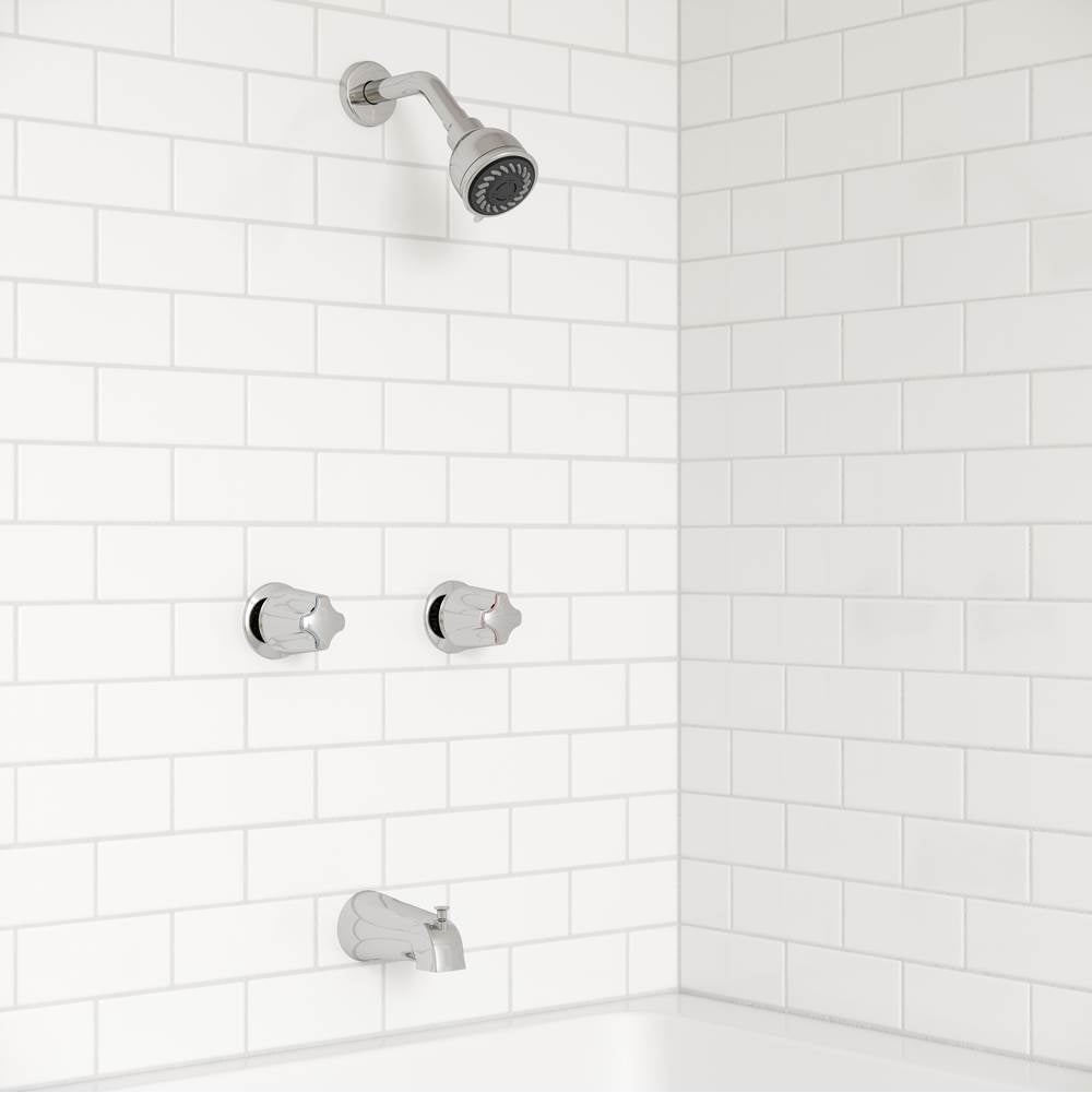 Pfister 2-Handle Tub & Shower Faucet with Metal Knob Handles in Polished Chrome