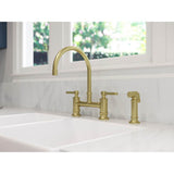 Port Haven 2-Handle Kitchen Faucet with Side Spray in Brushed Gold