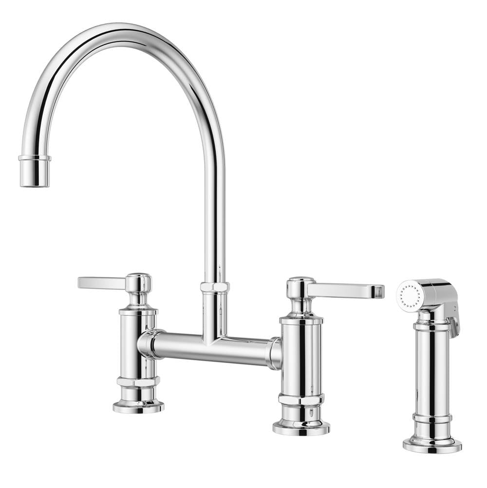 Pfister - Port Haven 2-Handle Kitchen Faucet with Side Spray in Polished Chrome - Polished Chrome