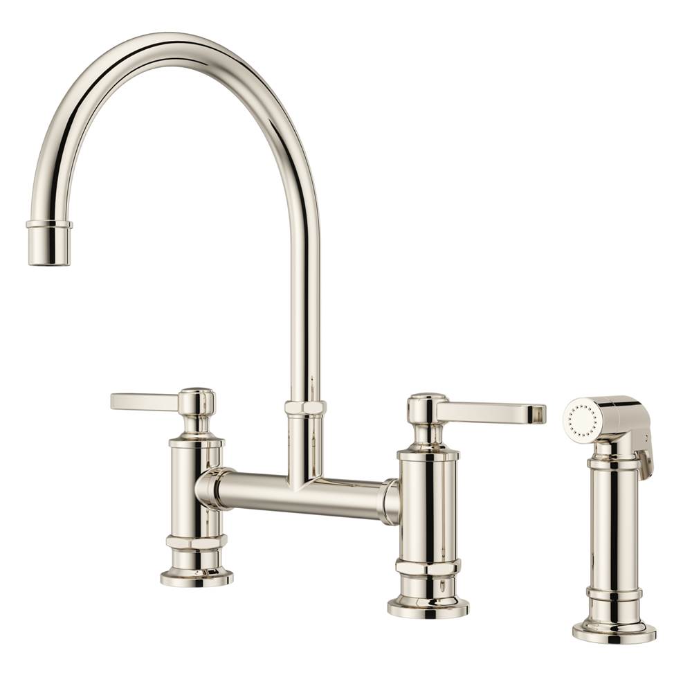 Pfister - Port Haven 2-Handle Kitchen Faucet with Side Spray in Polished Nickel - Polished Nickel