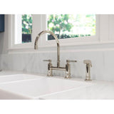 Port Haven 2-Handle Kitchen Faucet with Side Spray in Brushed Gold