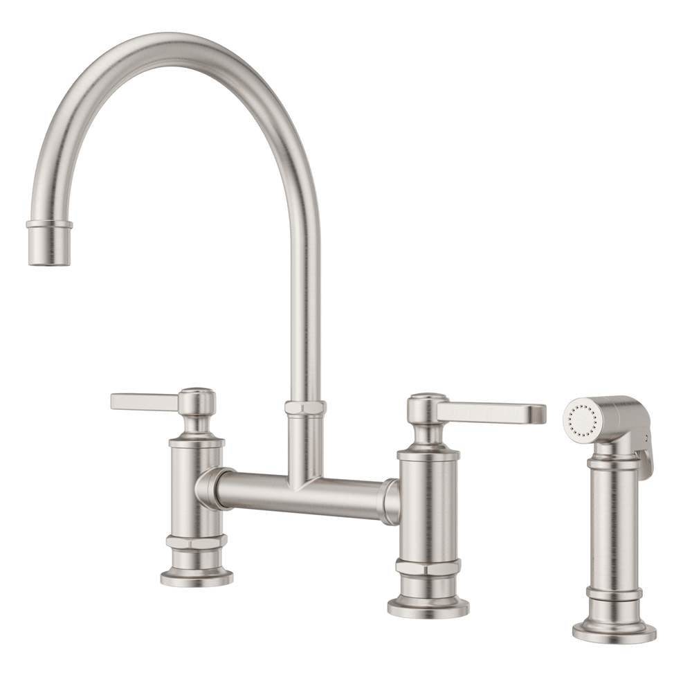 Pfister - Port Haven 2-Handle Kitchen Faucet with Side Spray in Stainless Steel - Stainless Steel