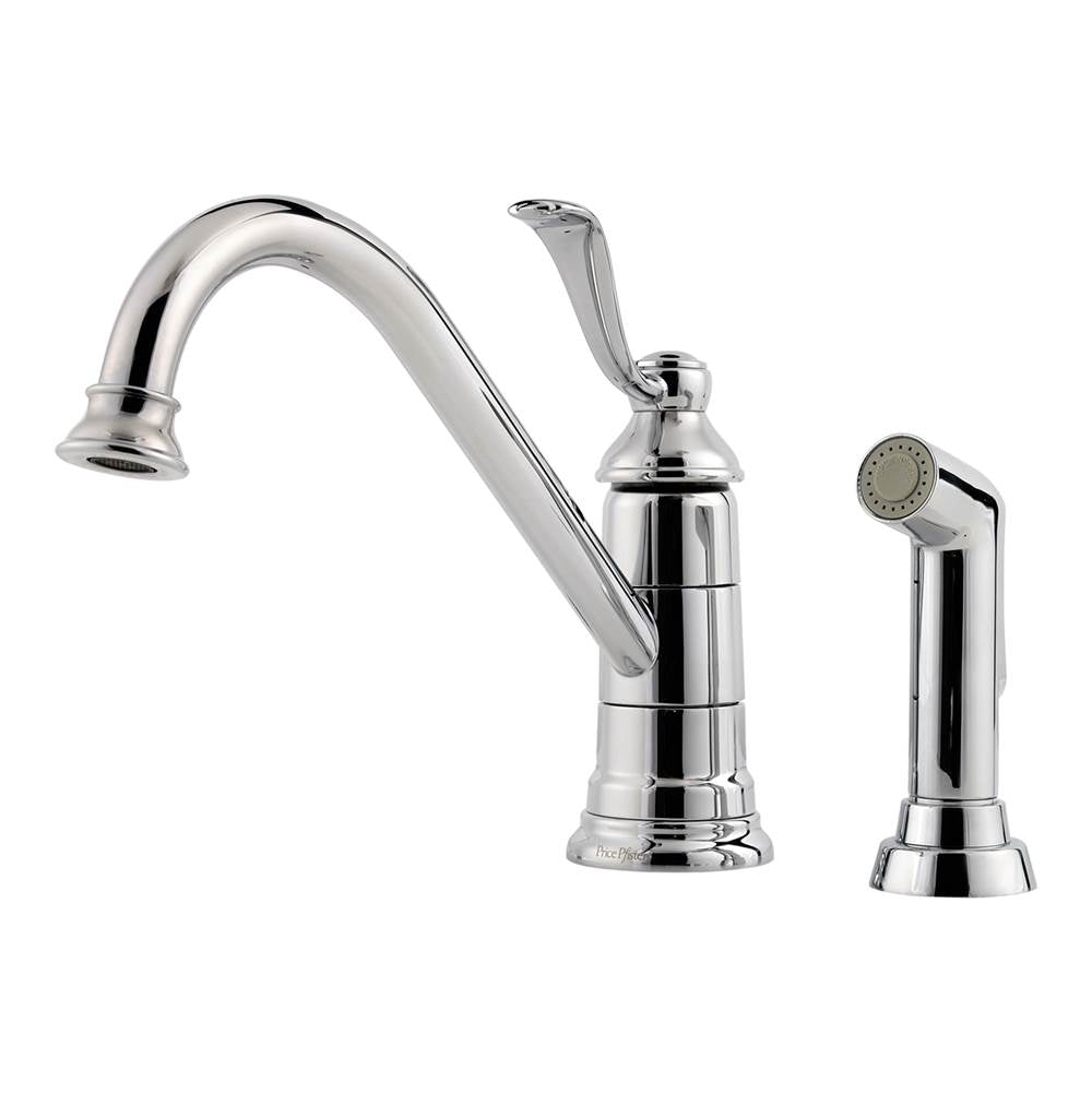 Pfister - Portland 1-Handle Kitchen Faucet with Side Spray in Polished Chrome - Polished Chrome