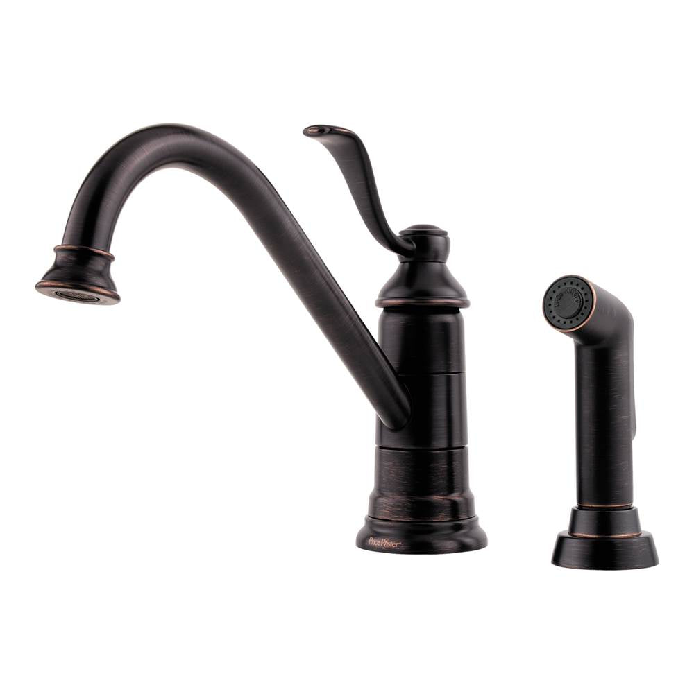Pfister - Portland 1-Handle Kitchen Faucet with Side Spray in Tuscan Bronze - Tuscan Bronze