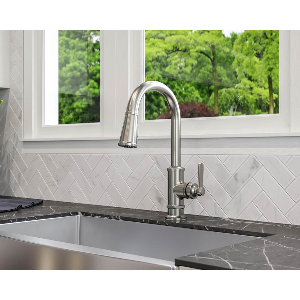 Port Haven 1-Handle Pull-Down Kitchen Faucet in Brushed Gold