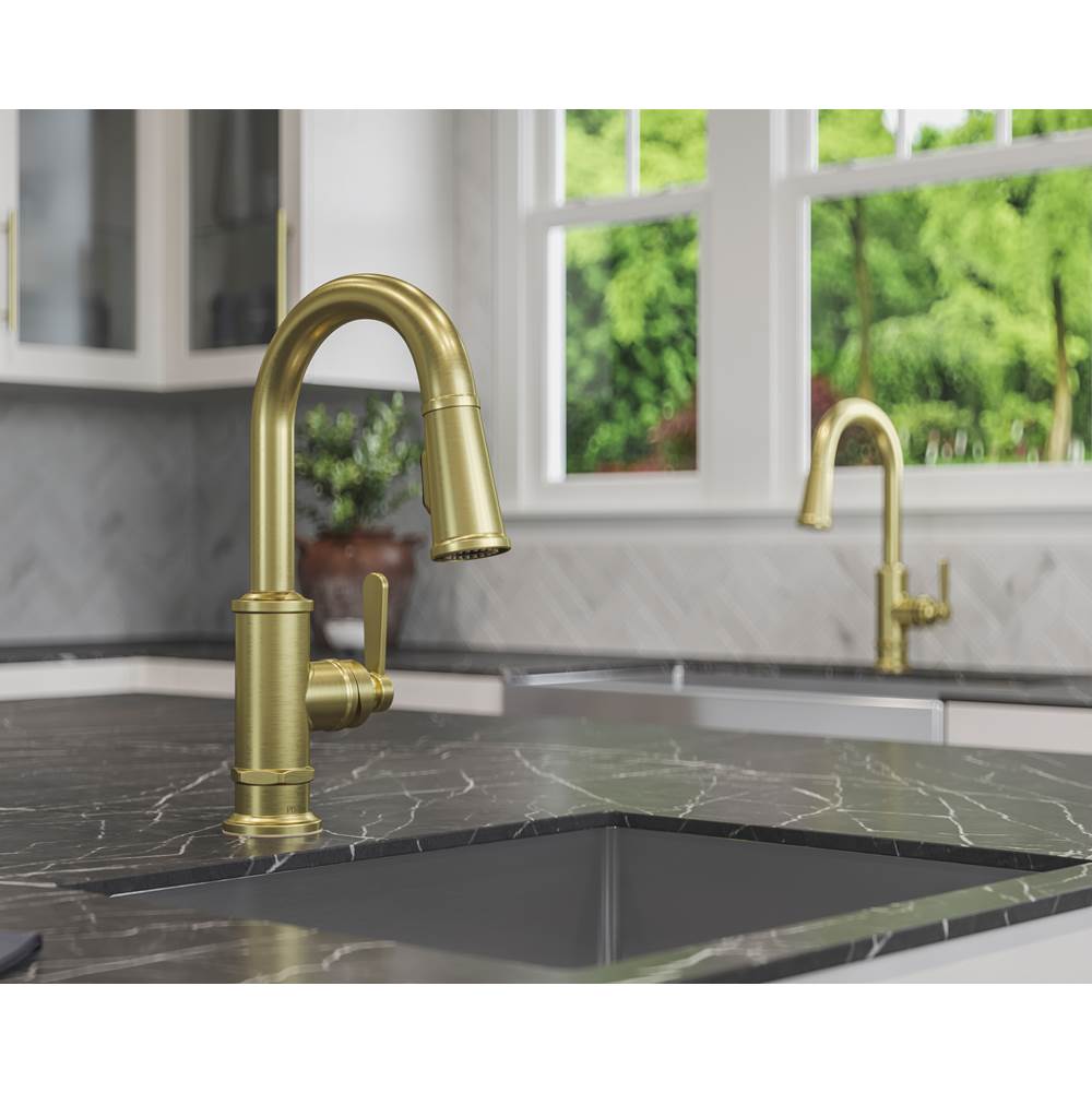 Port Haven Pull-Down Bar/Prep Faucet in Brushed Gold