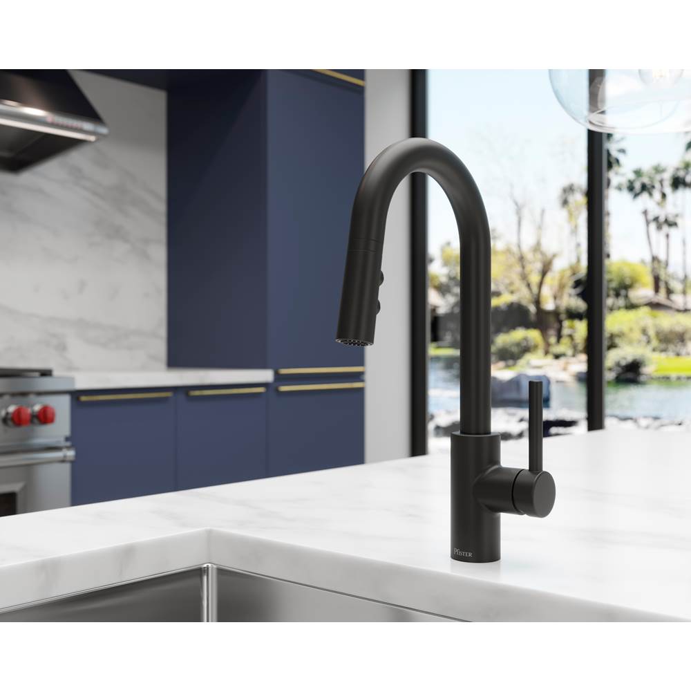 Stellen1-Handle Pull-Down Bar/Prep Kitchen Faucet in Matte Black