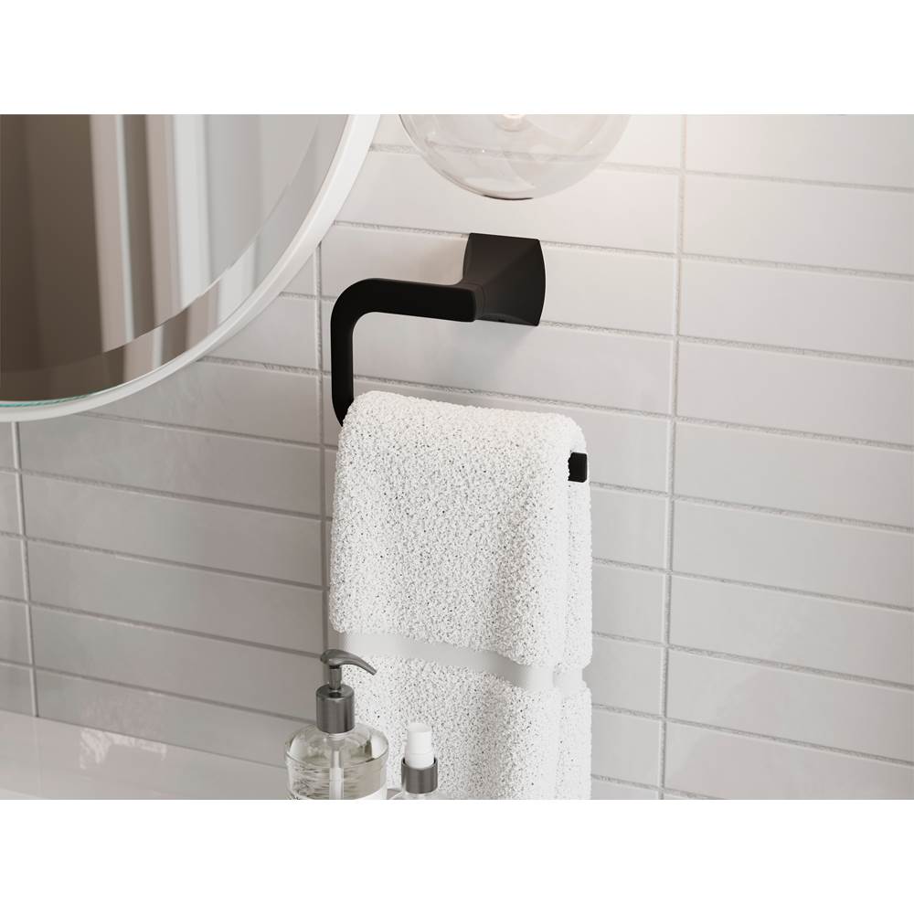 Soft Square Towel Ring in Matte Black