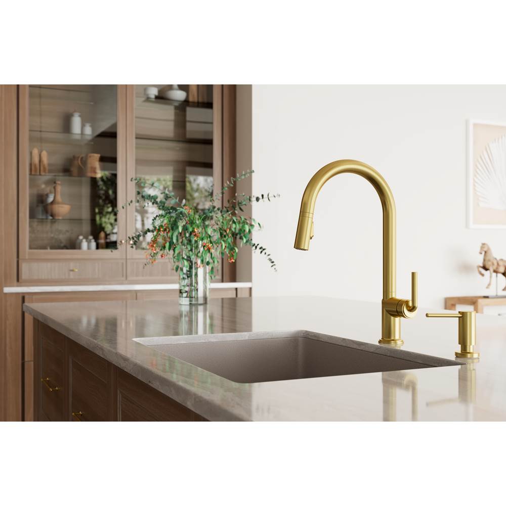 Tenet 1-Handle Pull-Down Kitchen Faucet in Brushed Gold