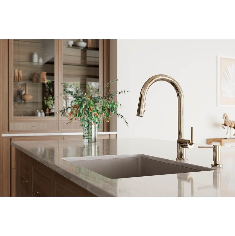 Tenet 1-Handle Pull-Down Kitchen Faucet in Brushed Gold