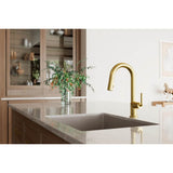 Tenet 1-Handle Pull-Down Bar/Prep Faucet in Brushed Gold