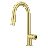 Tenet 1-Handle Pull-Down Bar/Prep Faucet in Brushed Gold