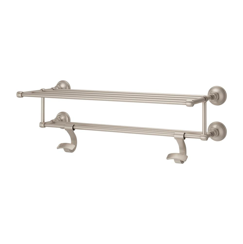 Pfister - Tisbury 24'' Towel Rack with Two Hanging Hooks in Brushed Nickel - Brushed Nickel
