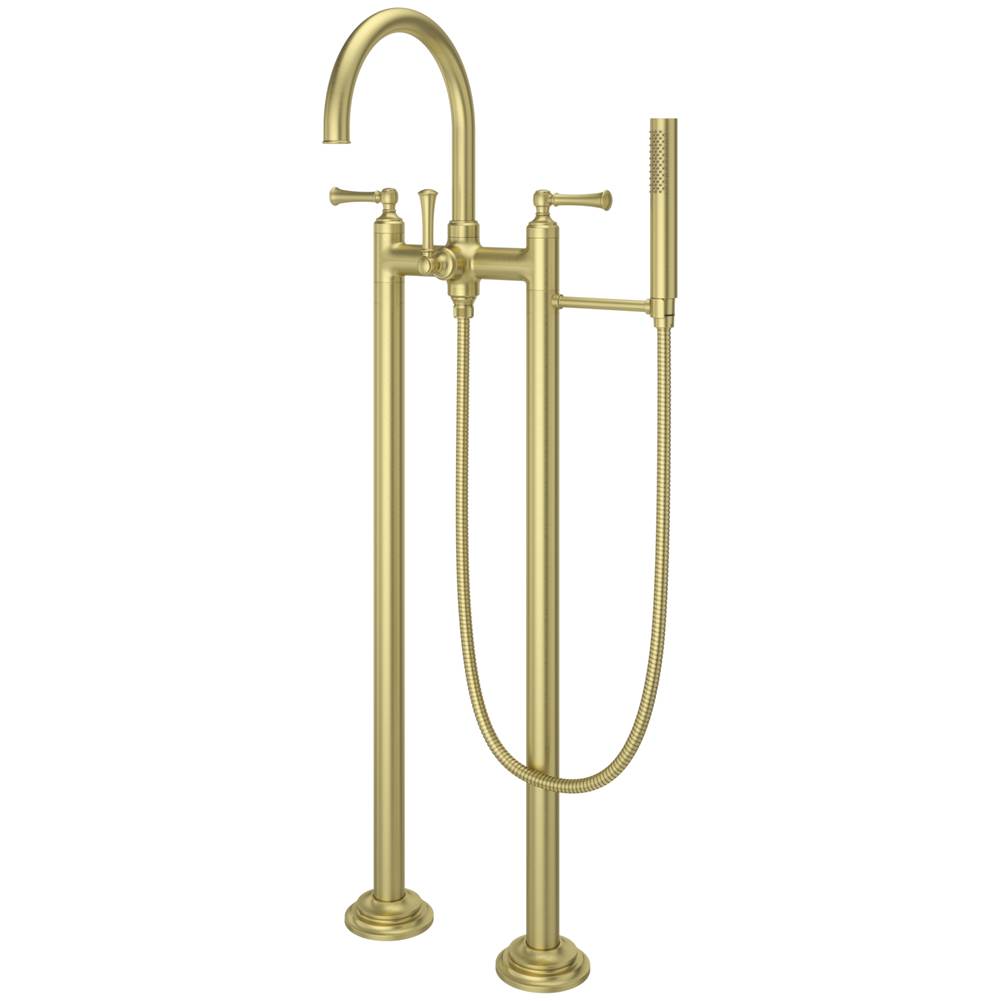 Pfister - Tisbury Traditional Free-standing Tub Filler with Hand Shower in Brushed Gold - Brushed Gold