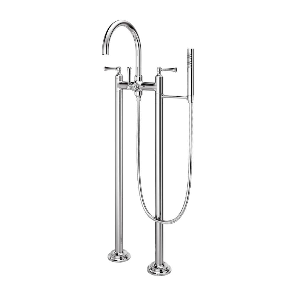 Pfister - Tisbury Traditional 2-Handle Tub Filler with Hand Shower in Polished Chrome - Polished Chrome