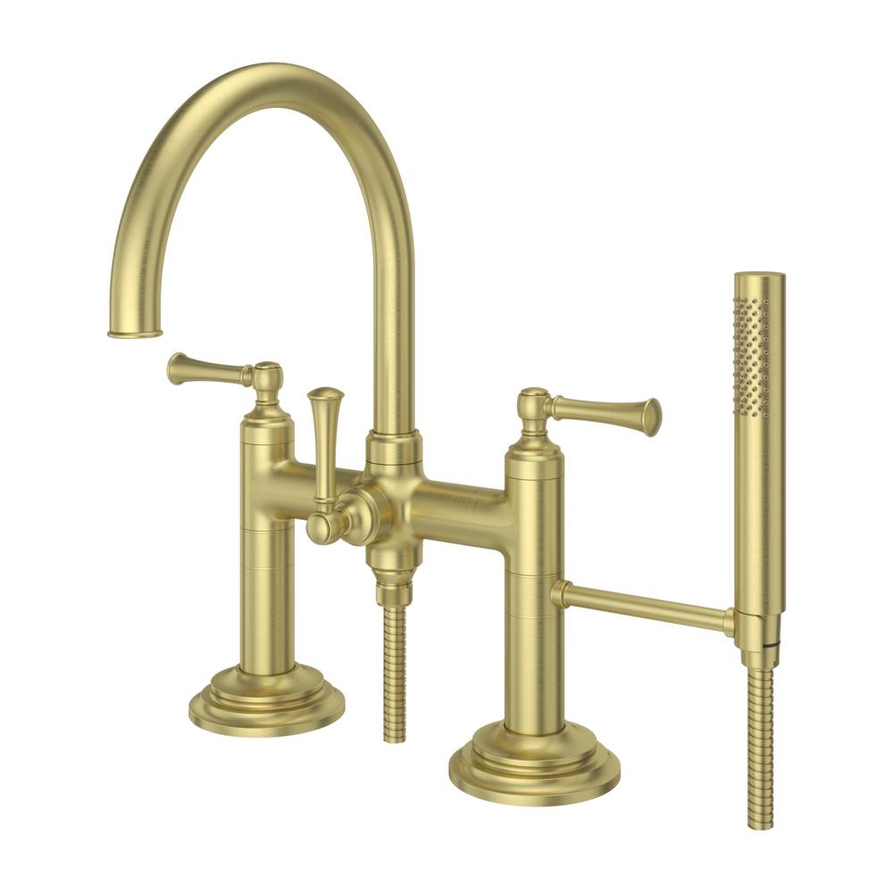 Pfister - Tisbury Deck Mounted Tub Filler with Hand Shower in Brushed Gold - Brushed Gold