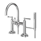 Pfister - Tisbury Deck Mount 2-Handle Tub Filler with Hand Shower in Polished Chrome - Polished Chrome