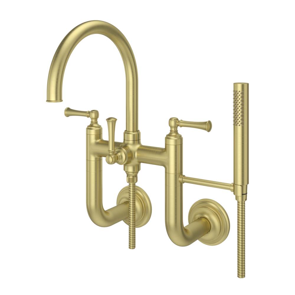 Pfister - Tisbury Wall Mounted Tub Filler with Hand Shower in Brushed Gold - Brushed Gold