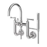 Pfister - Tisbury Wall Mount 2-Handle Tub Filler with Hand Shower in Polished Chrome - Polished Chrome