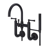 Pfister - Tisbury Wall Mount 2-Handle Tub Filler with Hand Shower in Tuscan Bronze - Tuscan Bronze