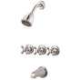 Pfister - 3 Handle Tub & Shower Faucet Trim with Metal Cross Handles in Polished Chrome - Polished Chrome
