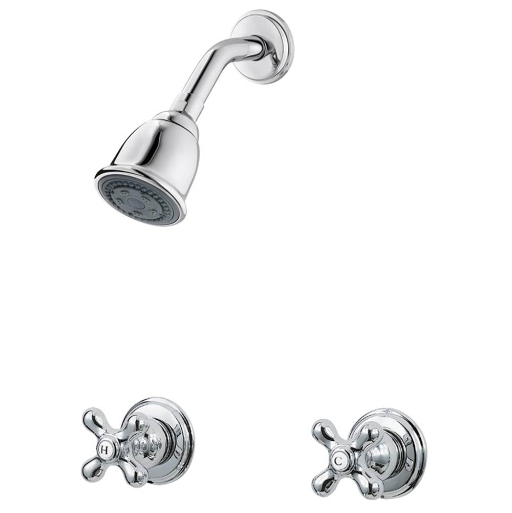 Pfister - Pfister 2-Handle Tub&Shower Trim Kit with Metal Cross Handles in Polished Chrome - Polished Chrome