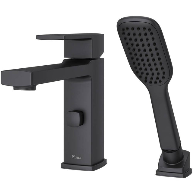 Pfister - Deckard Single Handle Complete Roman Tub Trim with Handheld Shower in Matte Black - Matte Black