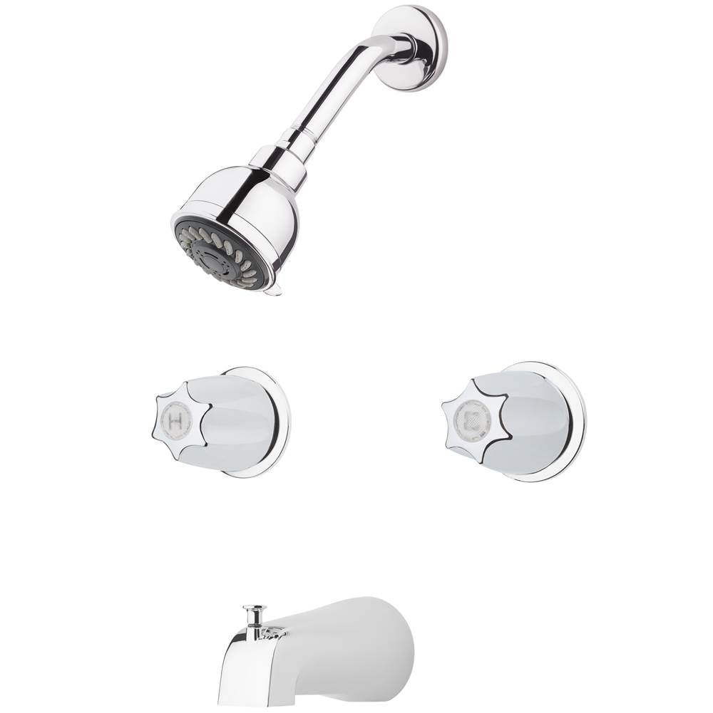 Pfister - Pfister 2-Handle Tub & Shower Faucet with Metal Knob Handles in Polished Chrome - Polished Chrome